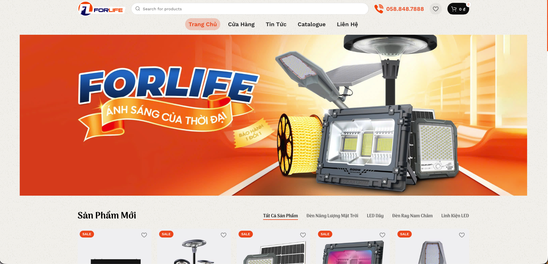 Thiết kế website Forlife - Website đèn năng lượng mặt trời và thiết bị chiếu sáng tiết 