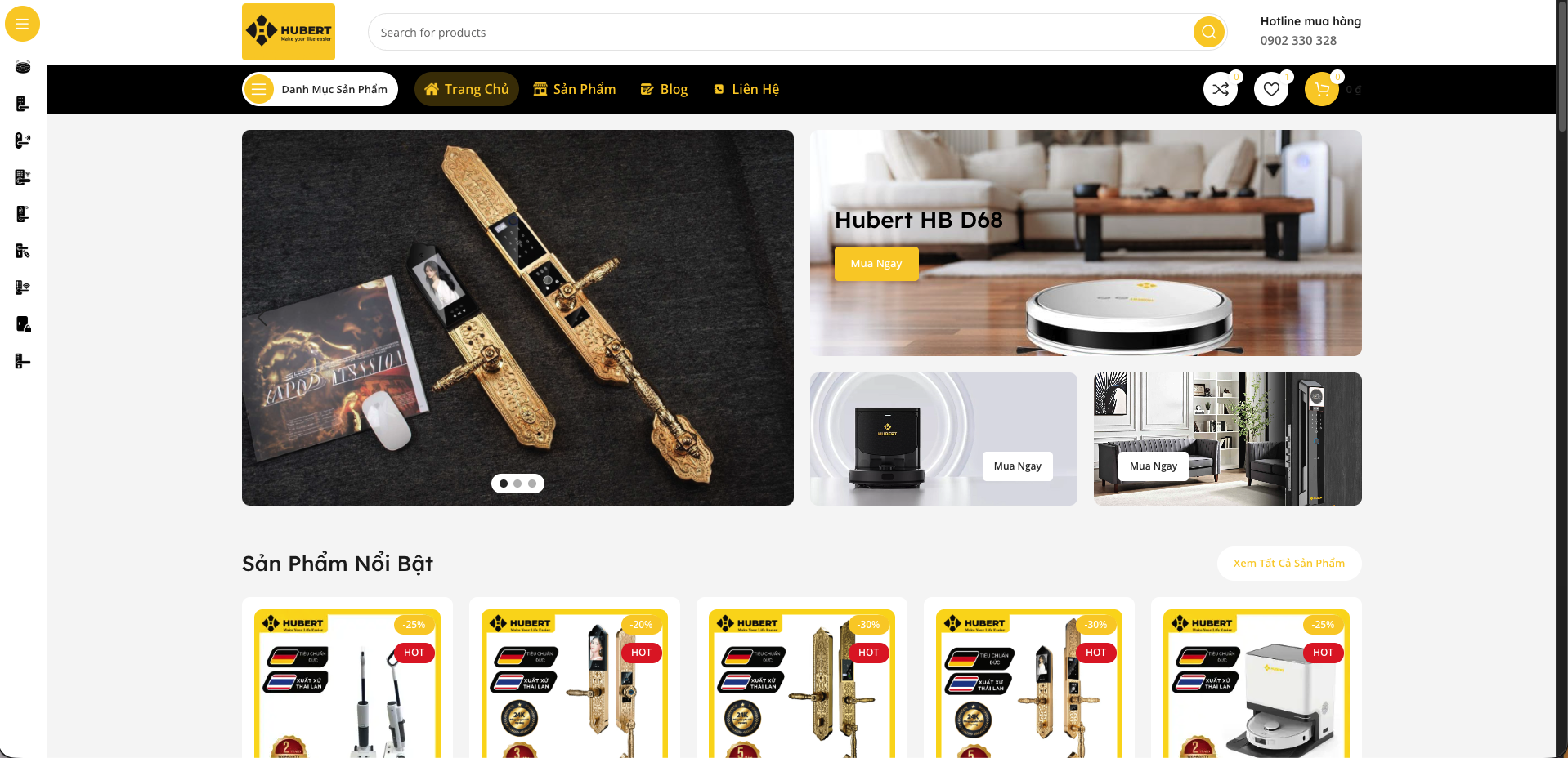 Thiết kế website Hubert Home - Website thương hiệu khóa thông minh và thiết bị nhà ở, giới 