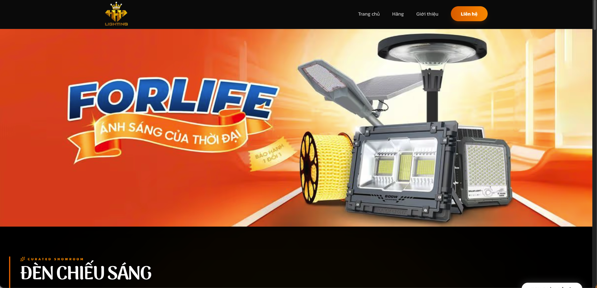 Thiết kế website Huy Hoàng Lighting - Website thiết bị chiếu sáng và đèn trang trí, danh mục đa dạ